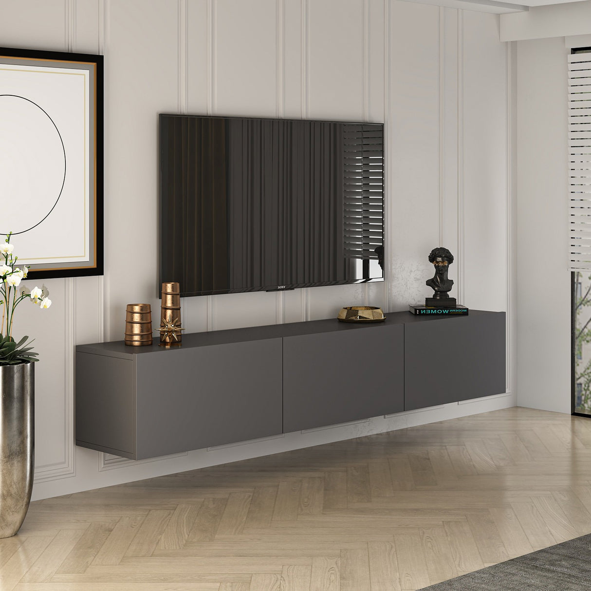 West Wandregal Anthrazit 150 cm Melaminbeschichtetes Holz