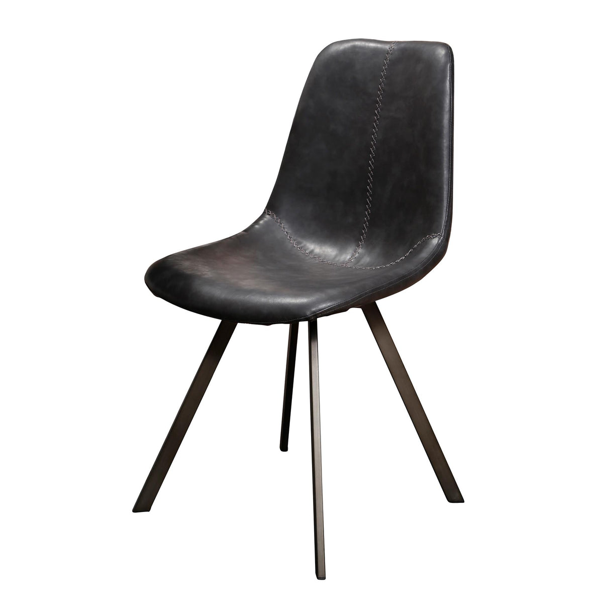 Eetkamerstoelen - Eetkamerstoel Zwart Siena Saddle PU Kunstleer - Dimehouse
