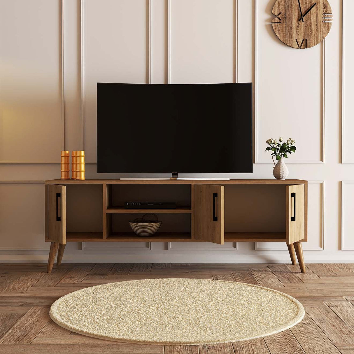 TV Meubels - TV Meubel Exxen Eik Melamine 150x52x34 cm - Dimehouse