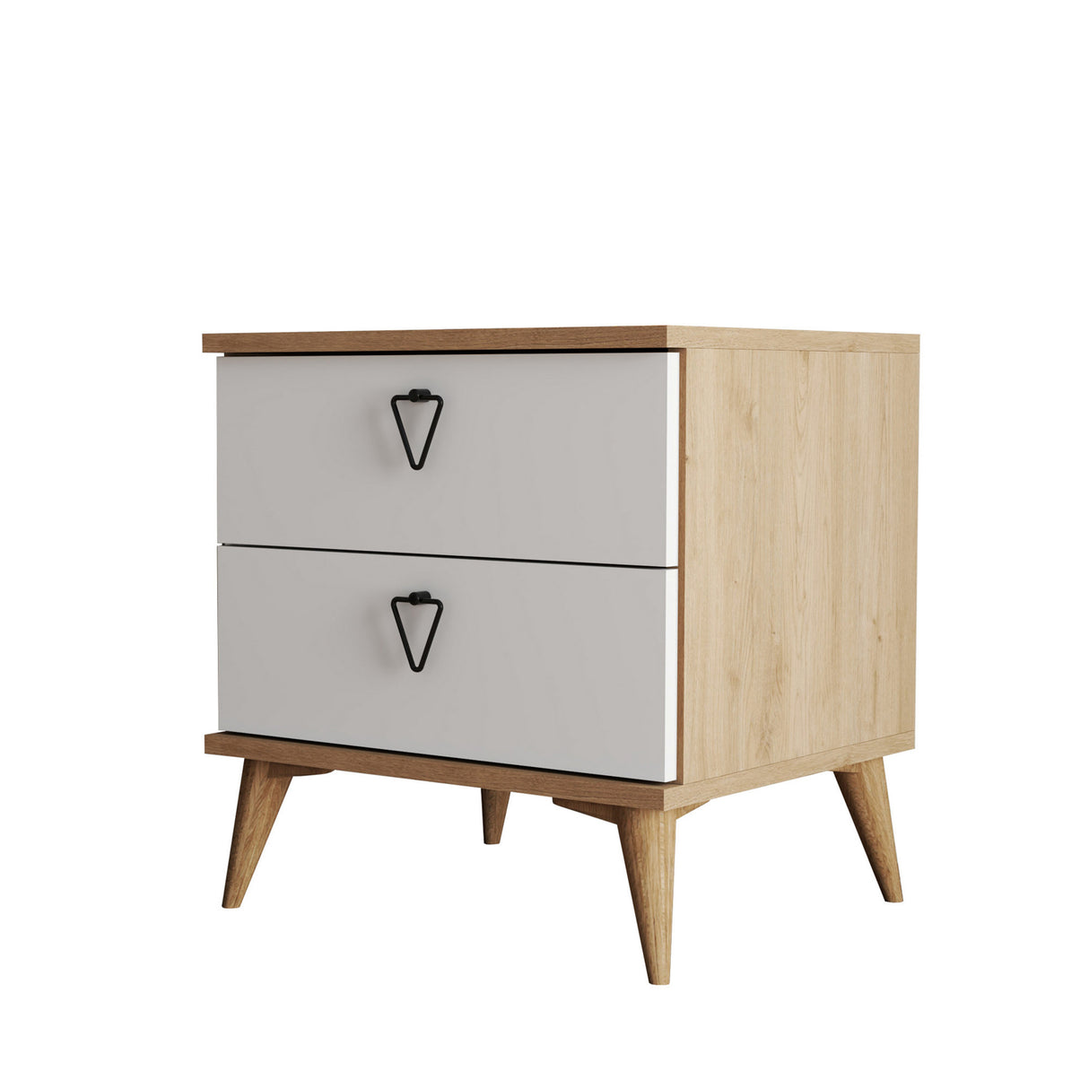 Nachtkastjes - Nachtkastje Versa Eik Wit Melamine 52x55,1x45 cm - Dimehouse