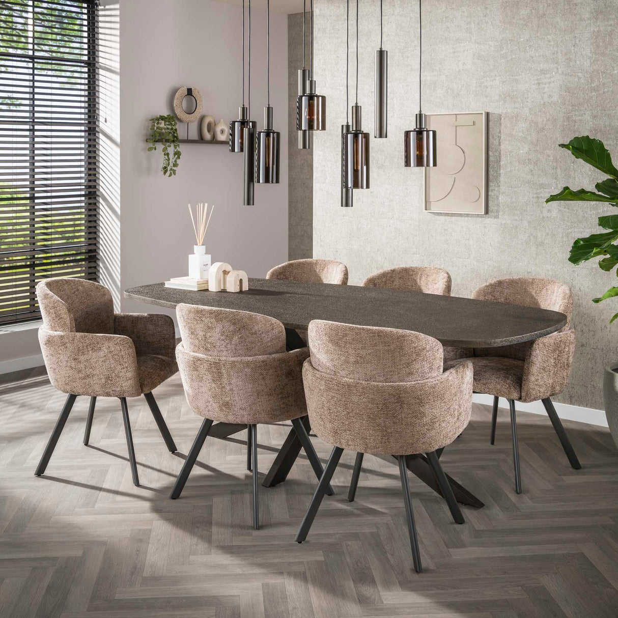 Eetkamerstoelen - Set van 2 Moderne eetkamerstoelen Luma Hoven Rich Champagne - Dimehouse