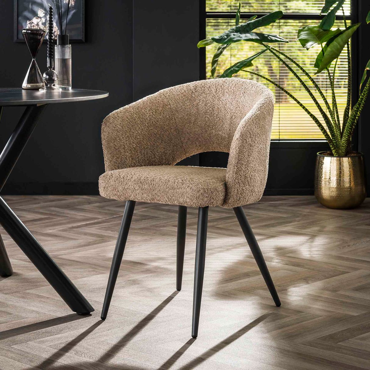 Eetkamerstoelen - Set van 2 eetkamerstoelen Cargo Bouclé Zand - Dimehouse