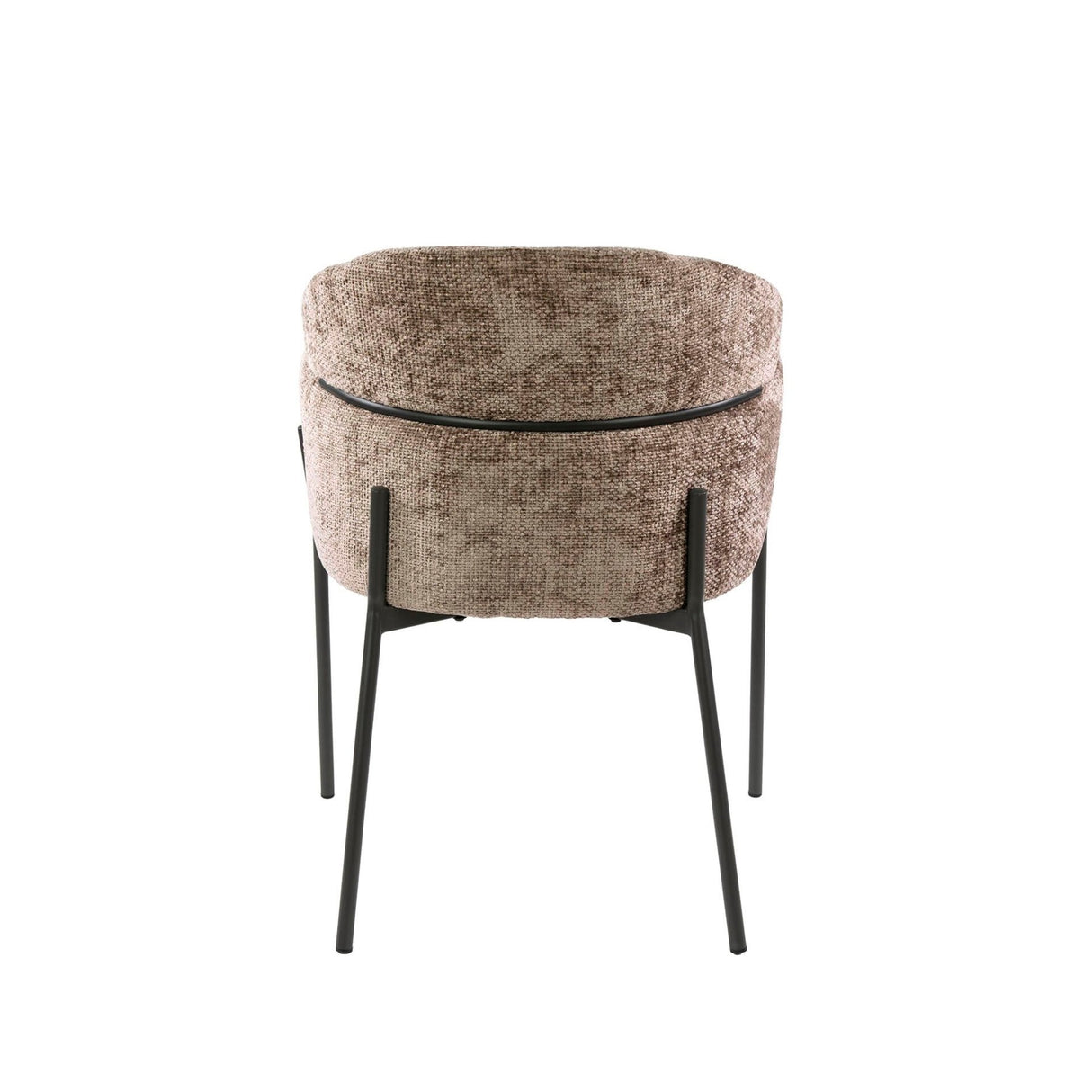 Eetkamerstoelen - Eetkamerstoel Chenille Taupe met ronde rug en arm - Lola - Dimehouse