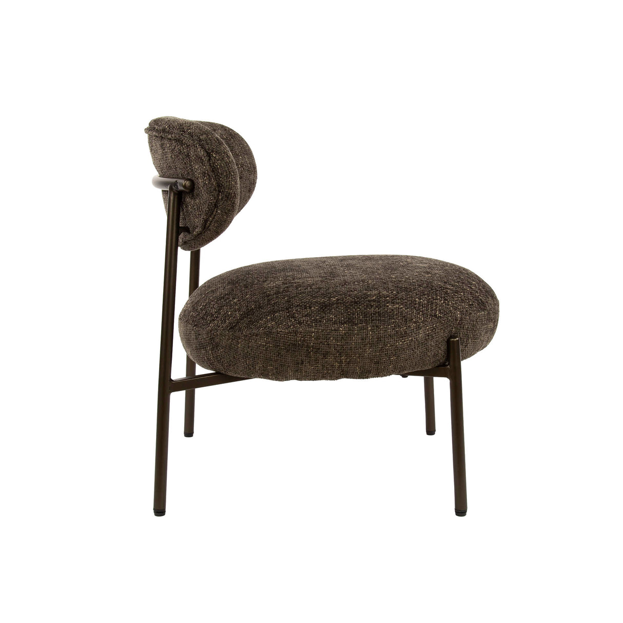 Fauteuils - Ronde Scandinavische fauteuil bruin gemêleerde stof Nova - Dimehouse