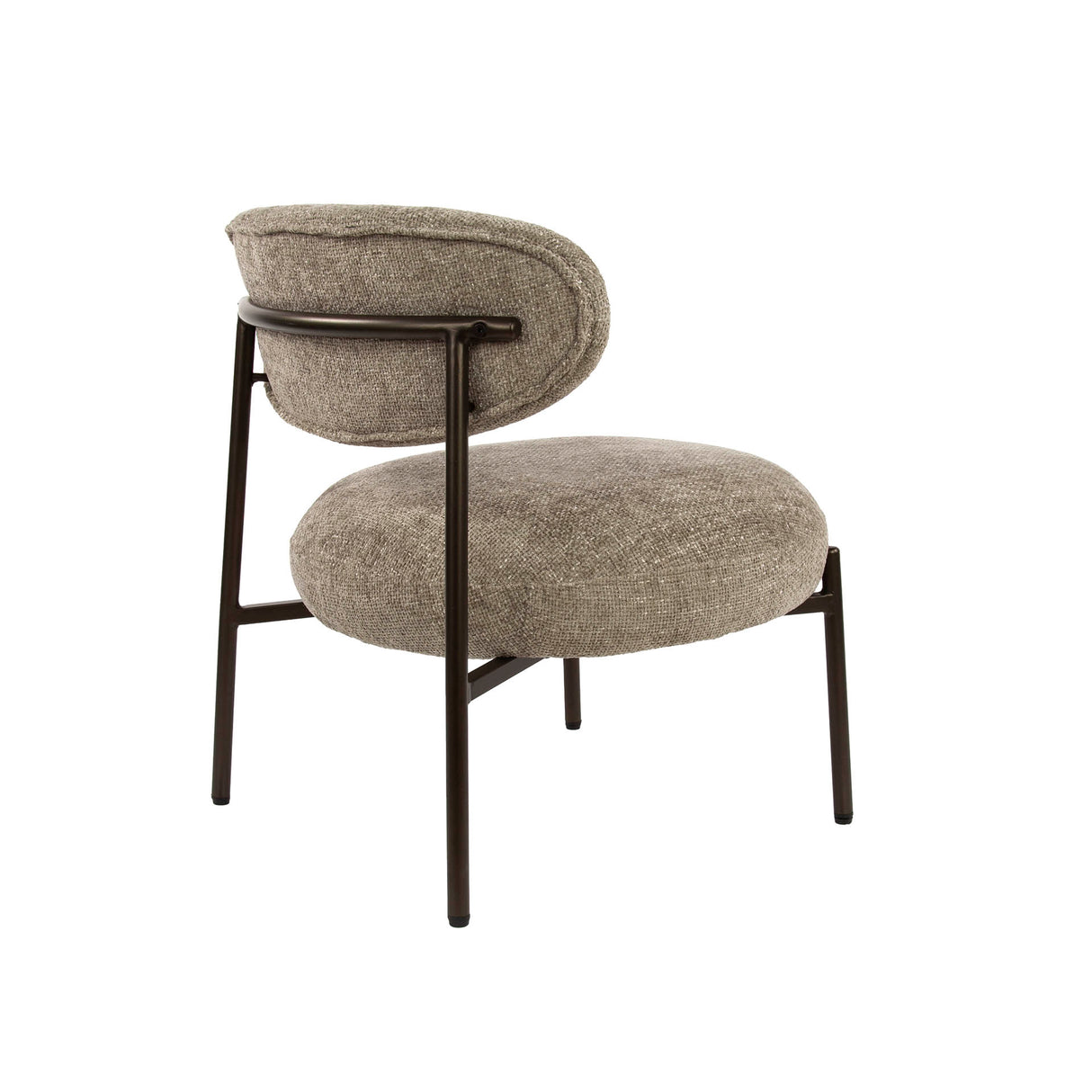 Fauteuils - Ronde Scandinavische fauteuil beige gemêleerde stof Nova - Dimehouse