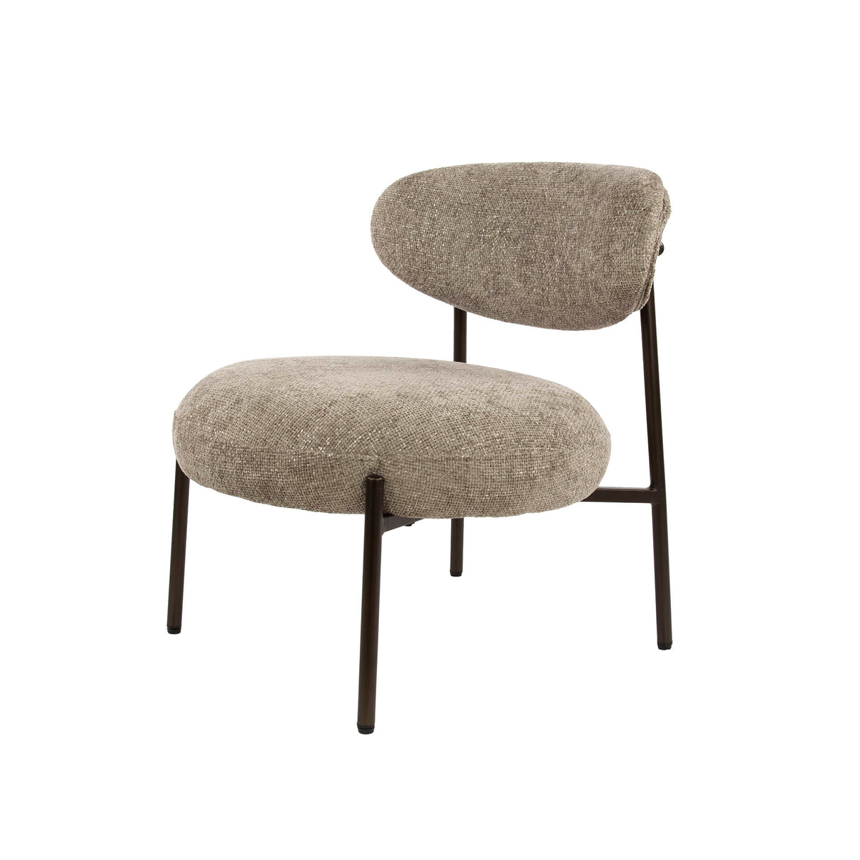 Fauteuils - Ronde Scandinavische fauteuil beige gemêleerde stof Nova - Dimehouse
