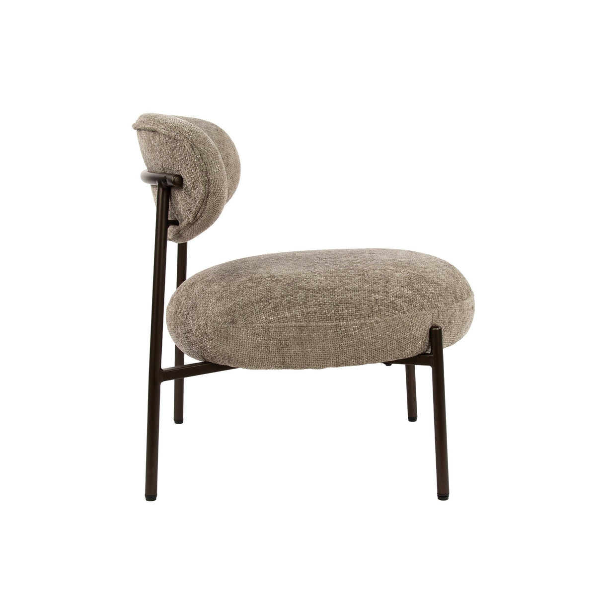 Fauteuils - Ronde Scandinavische fauteuil beige gemêleerde stof Nova - Dimehouse