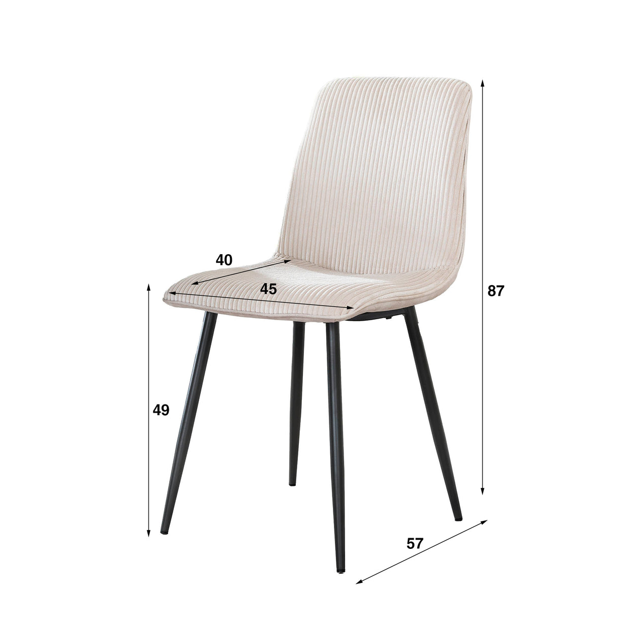 Eetkamerstoelen - Moderne Eetkamerstoel Lento Rib Stof Ivoor Rock - Dimehouse