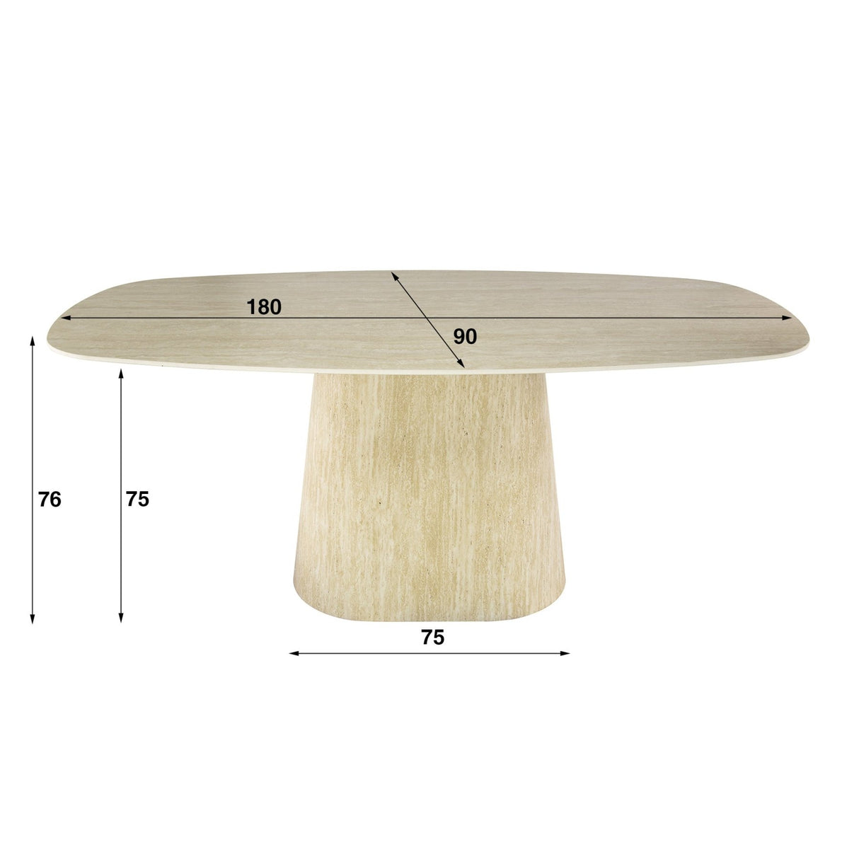 Eettafels - Moderne Eettafel Archon Keramiek Travertin 180 cm - Dimehouse