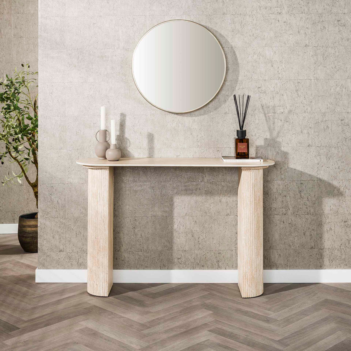 Kaptafels - Archon Moderne Kaptafel Keramiek Travertin 120 cm - Dimehouse