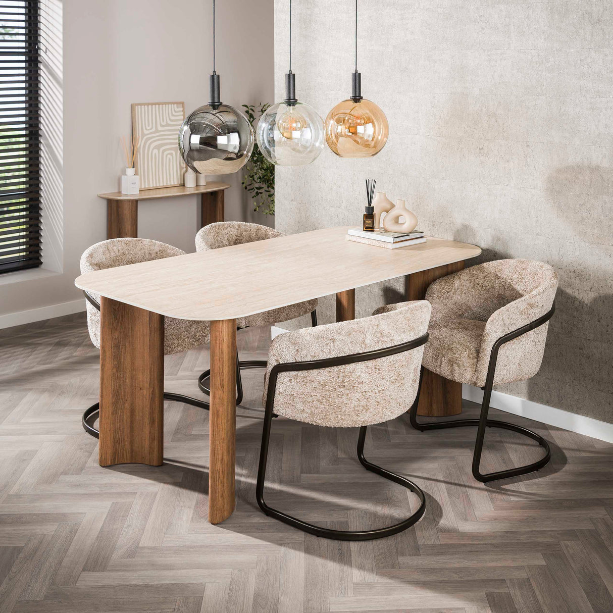 Eetkamerstoelen - Set van 2 eetkamerstoelen Reno Alura zand - Dimehouse