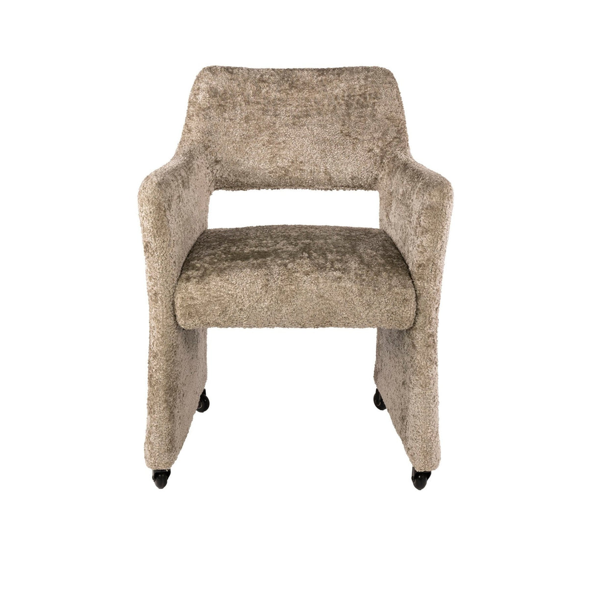 Eetkamerstoelen - Set van 2 Eetkamerstoelen Capri Alura zand Stof met wieltjes - Dimehouse