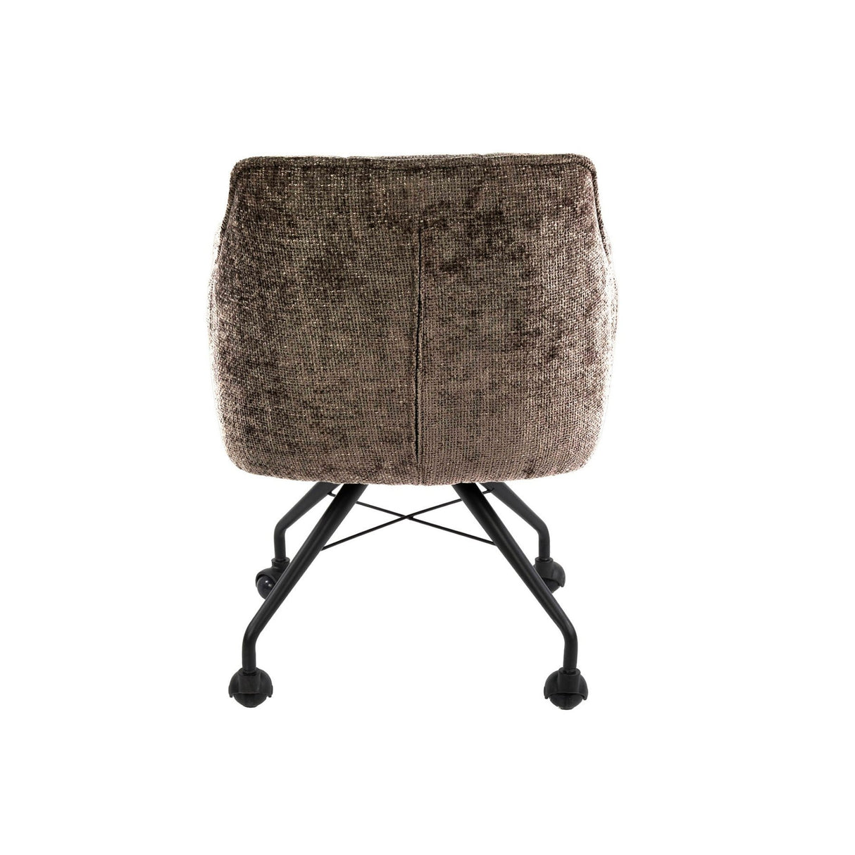 Eetkamerstoelen - Set van 2 Eetkamerstoelen Tova Stof Taupe Met Wieltjes - Dimehouse