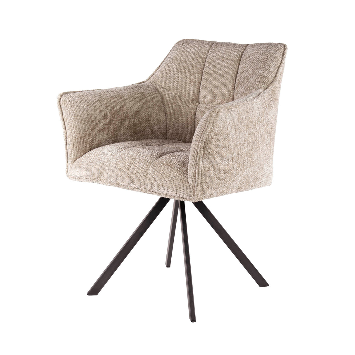 Eetkamerstoelen - Eetkamerstoel Lino Chenille Stof Rich Zand Draaibaar - Dimehouse
