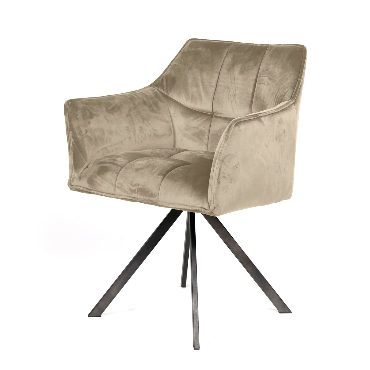 Eetkamerstoelen - Draaibare eetkamerstoel met armleuning Lino champagne velvet - Dimehouse