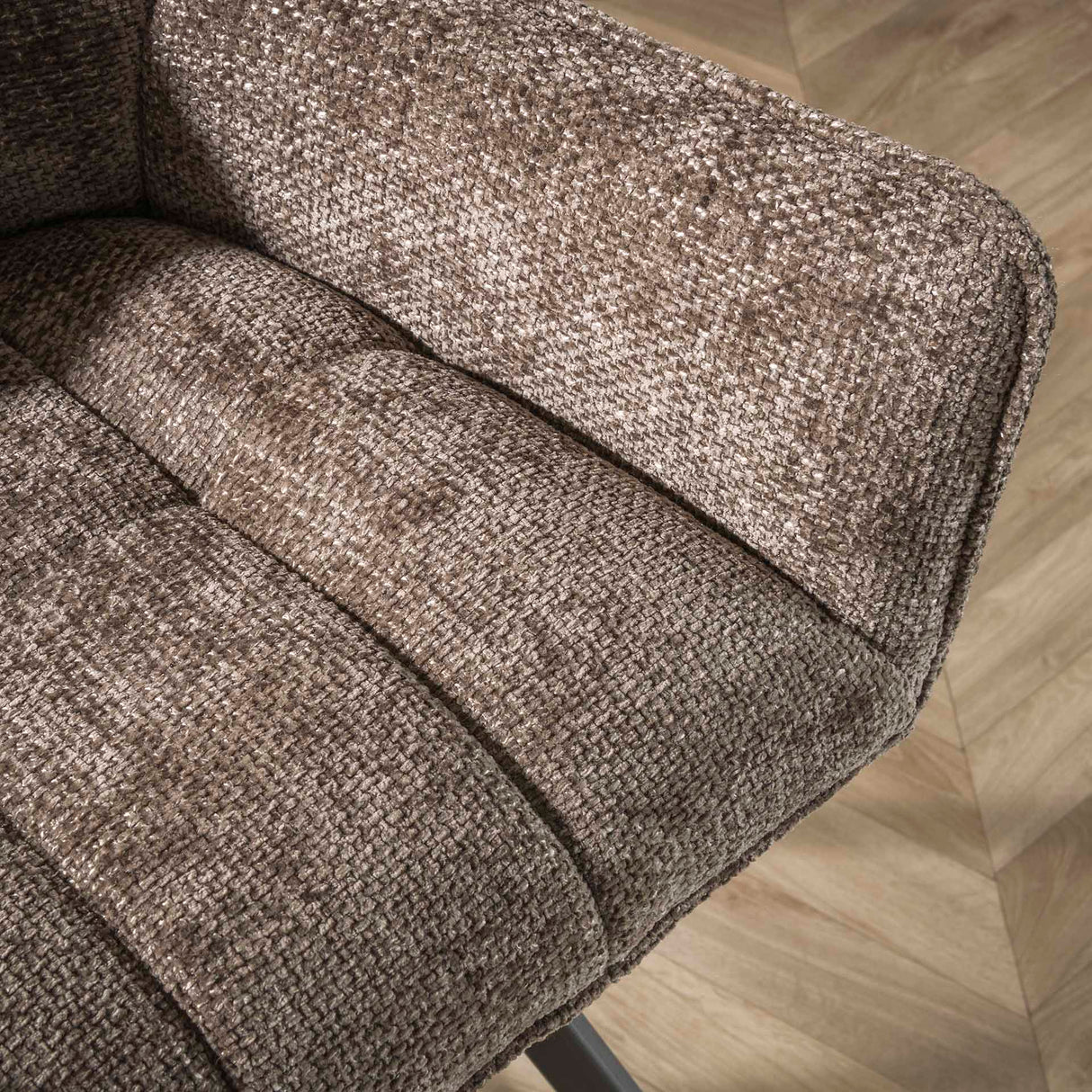 Eetkamerstoelen - Set van 2 eetkamerstoelen Chia Rich Stof Taupe Draaibaar - Dimehouse