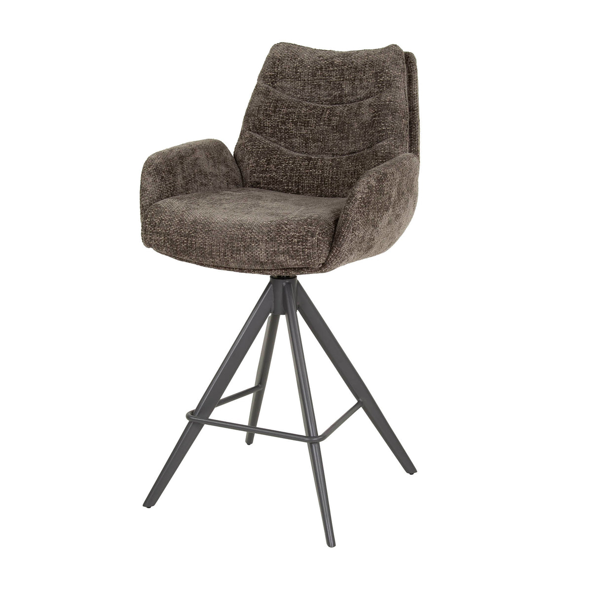Barkrukken - Set van 2 Barkrukken Elite Taupe Chenille Stof Rich Draaibaar - Dimehouse