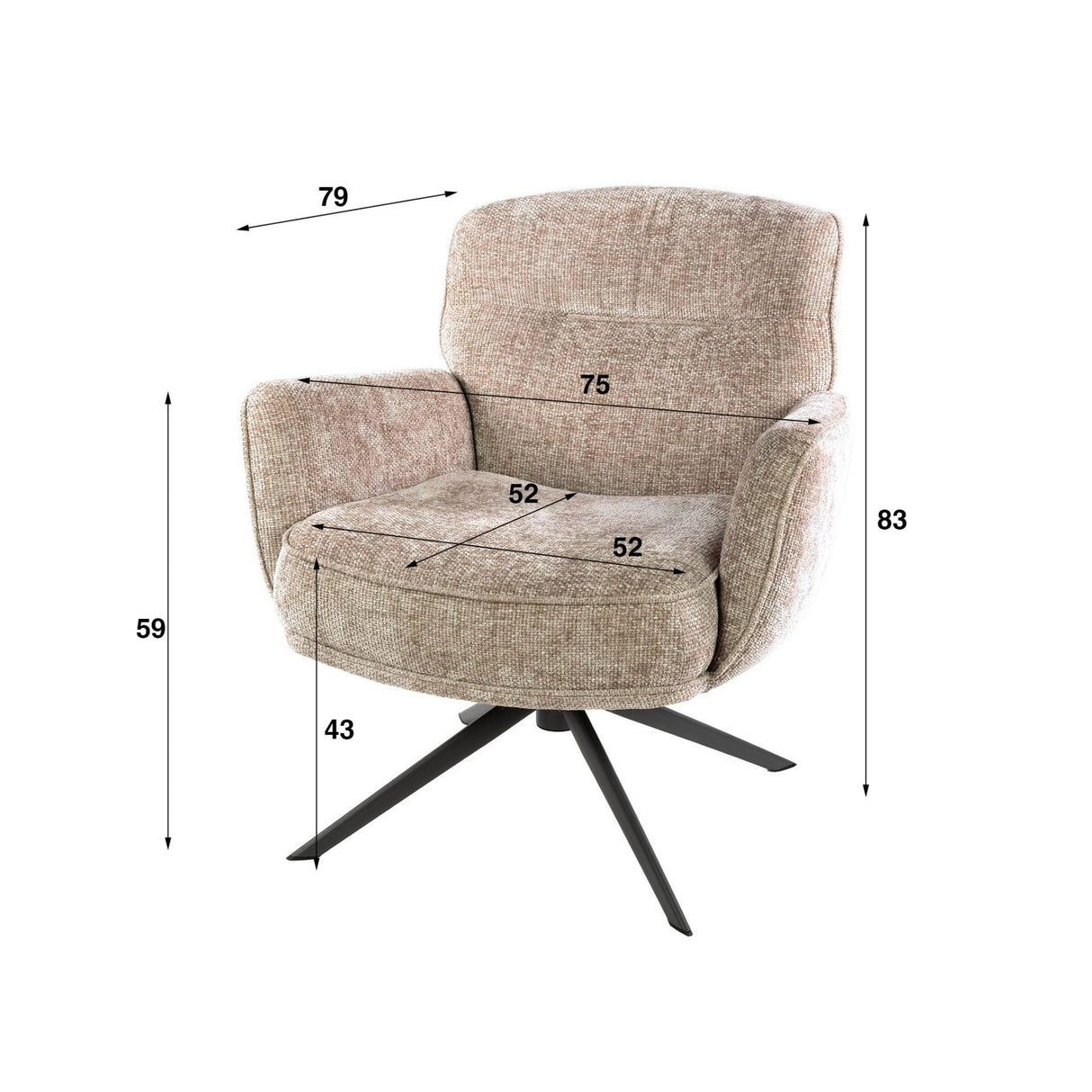 Fauteuils - Savona draaibare fauteuil Hoven Rich Stof Zand - Dimehouse