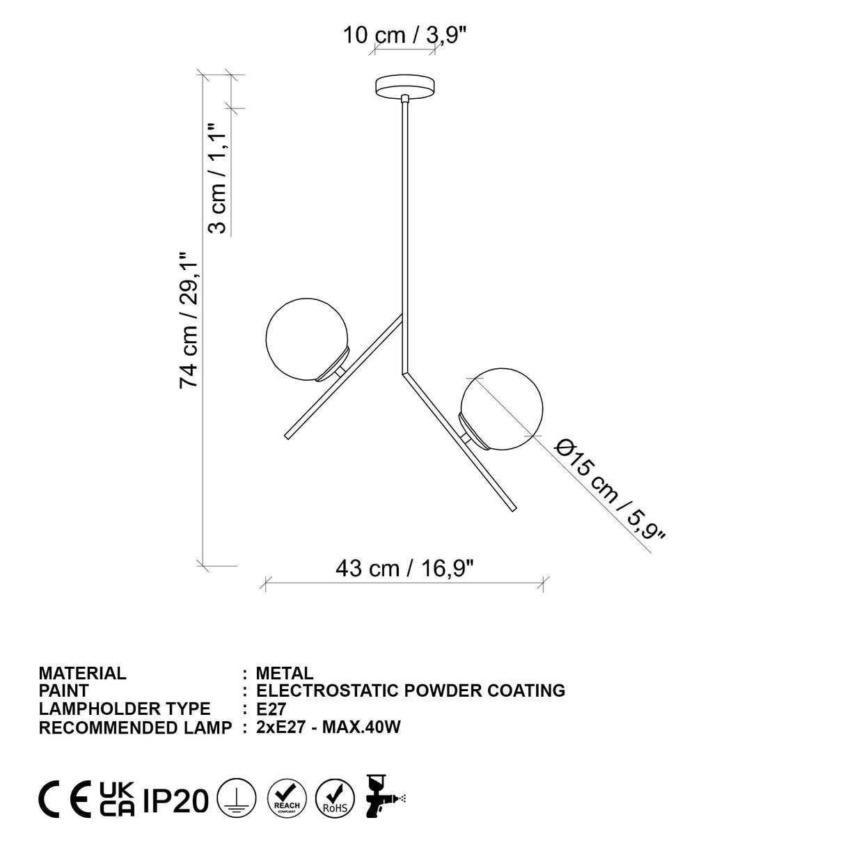Hanglampen - Hanglamp 2 - lichts Goud Glas Nimbus - Dimehouse
