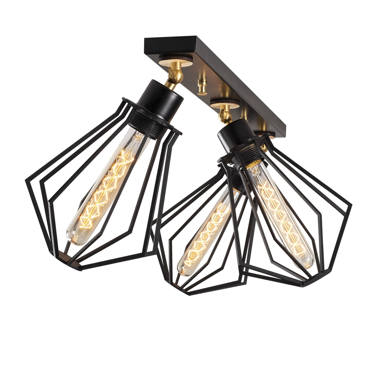 Hanglampen - Hanglamp 3 - lichts Zwart Goud Metaal Palisade - Dimehouse