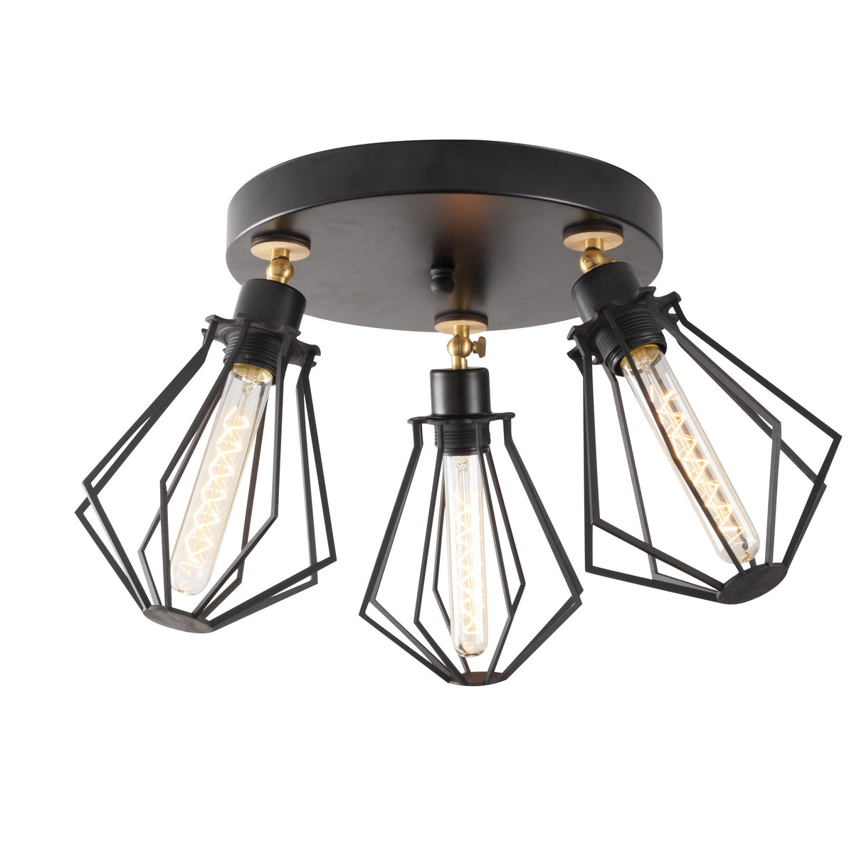 Hanglampen - Plafondlamp Rond Zwart Goud Metaal Palisade - Dimehouse