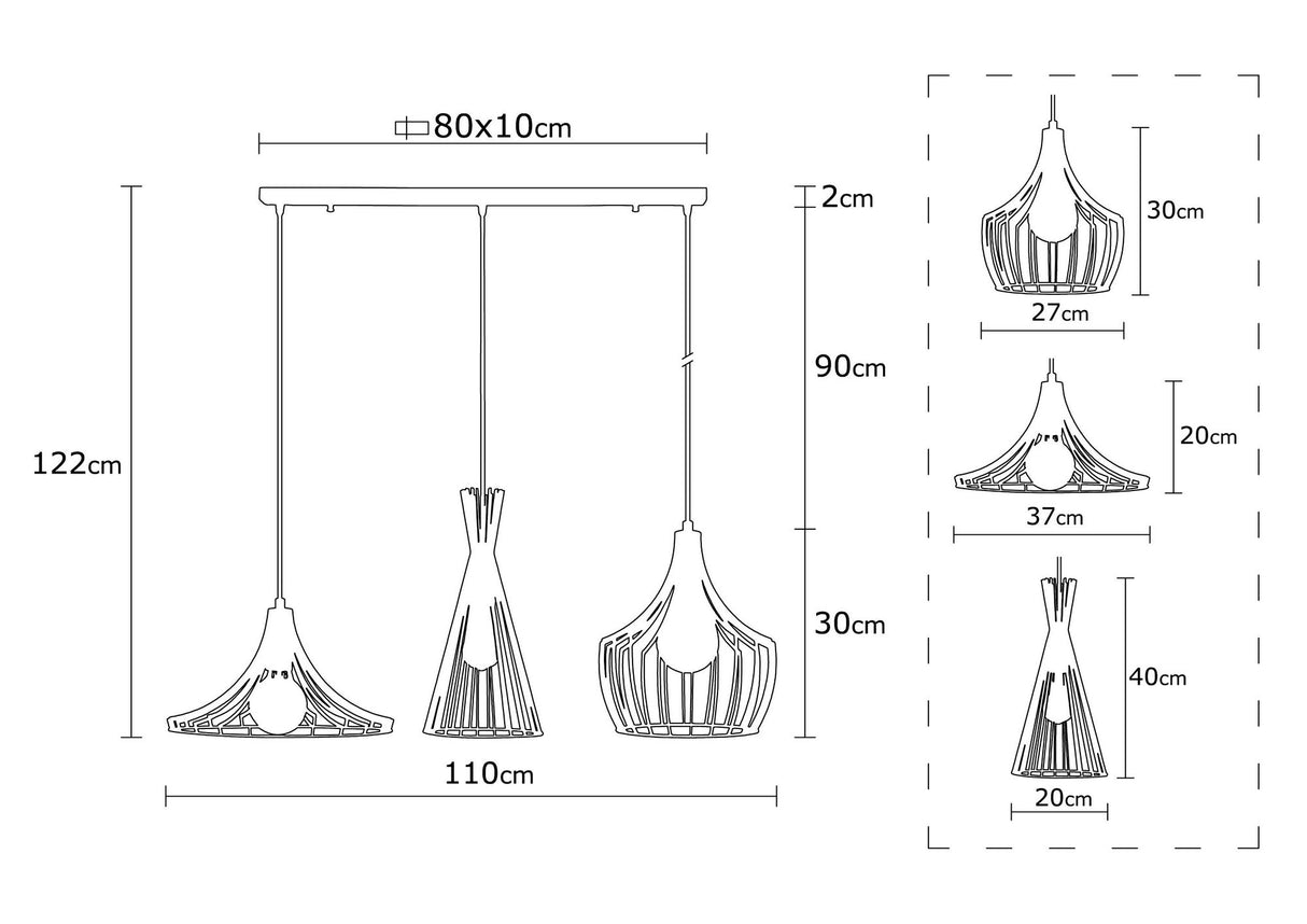 Hanglampen - Hanglamp 3 - lichts Koperkleurig Metaal Evermere - Dimehouse