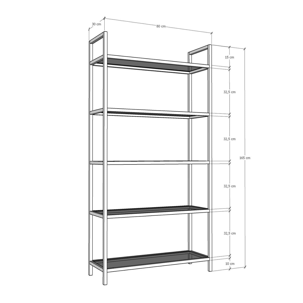 Boekenkasten - Modern chic boekenkast Veneto goud metaal glas 80x165x30 cm - Dimehouse