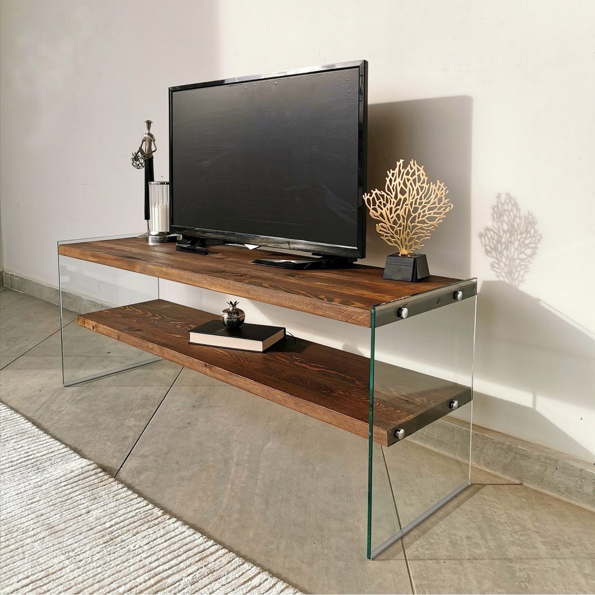 TV Meubels - TV Meubel Coral Walnoot Dennenhout 120x45x35 cm - Dimehouse