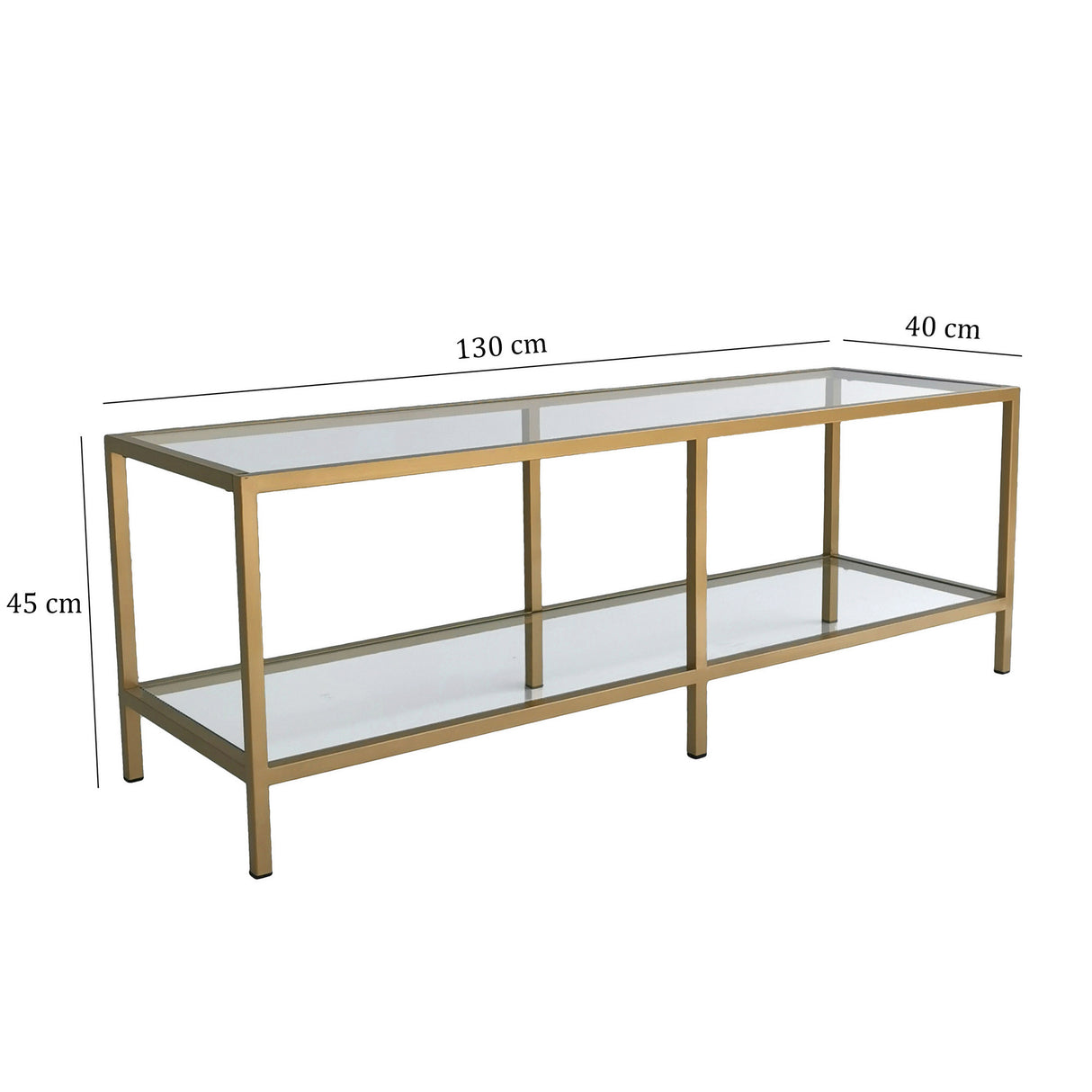TV Meubels - TV Meubel Basic Gold Goud Glas 130x45x40 cm - Dimehouse