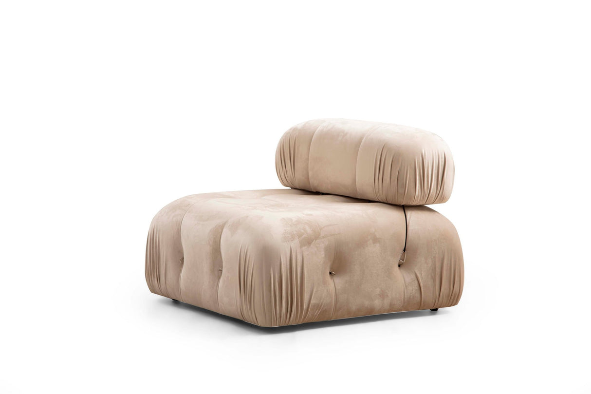Banken - Modulaire XXL hoekbank Bubble met hocker - velvet beige - Dimehouse