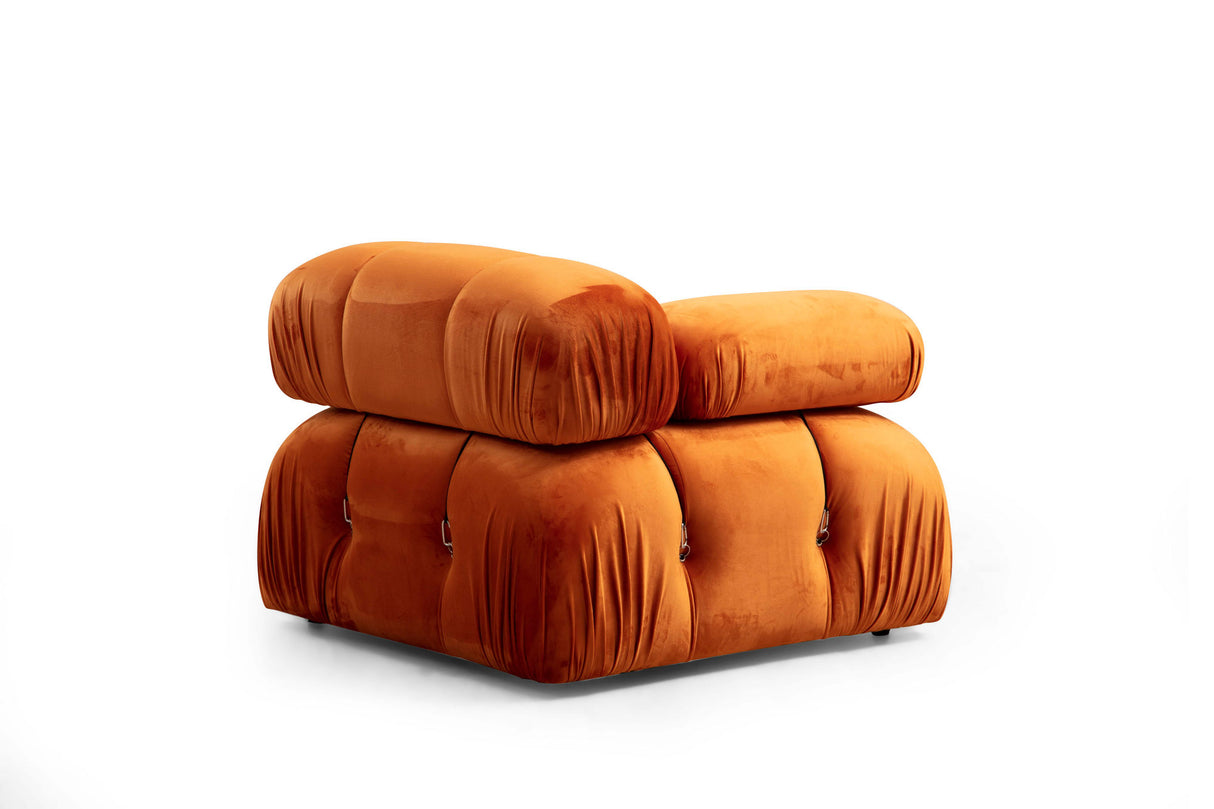 Banken - Modulaire XXL hoekbank Bubble met hocker - velvet oranje - Dimehouse