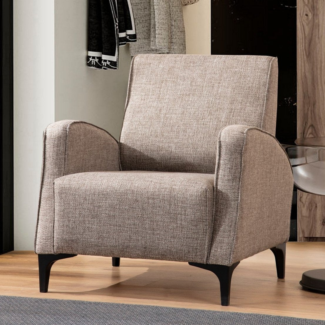 Fauteuils - Landelijke fauteuil bruin gemêleerde stof Petra - Dimehouse