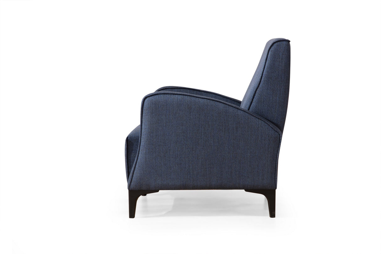 Fauteuils - Landelijke fauteuil blauw gemêleerde stof Petra - Dimehouse