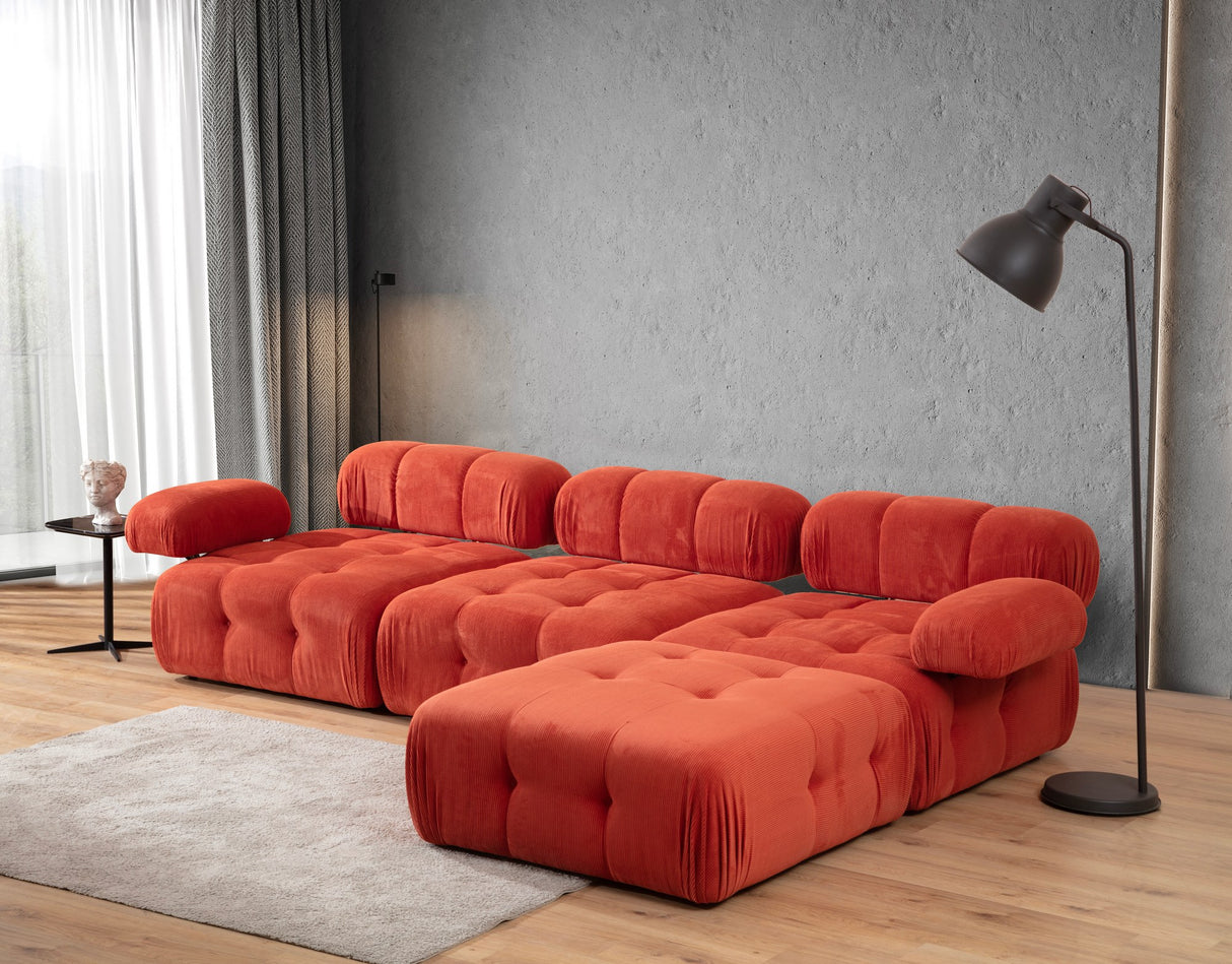 Banken - Modulaire bank 3 - zits met hocker Doblo rood - Dimehouse