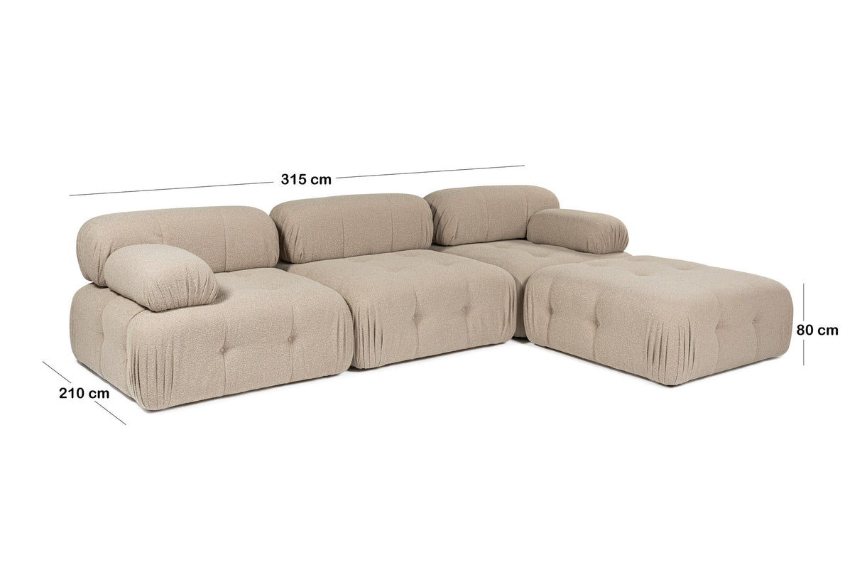 Banken - Modulaire bank 3 - zits met hocker Doblo beige - Dimehouse