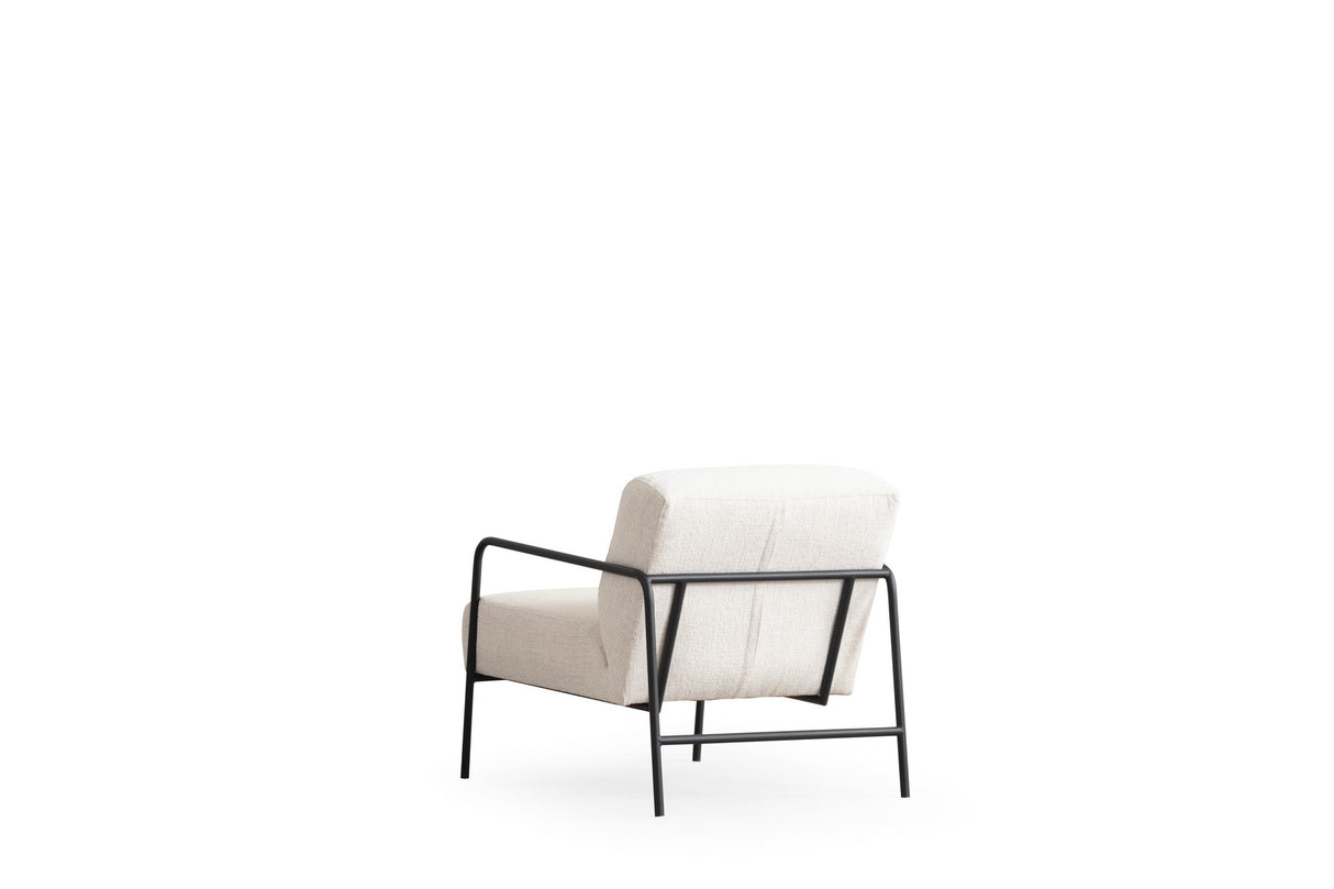 Fauteuils - Moderne Fauteuil Eti Wit Stof - Zwart Frame - Dimehouse