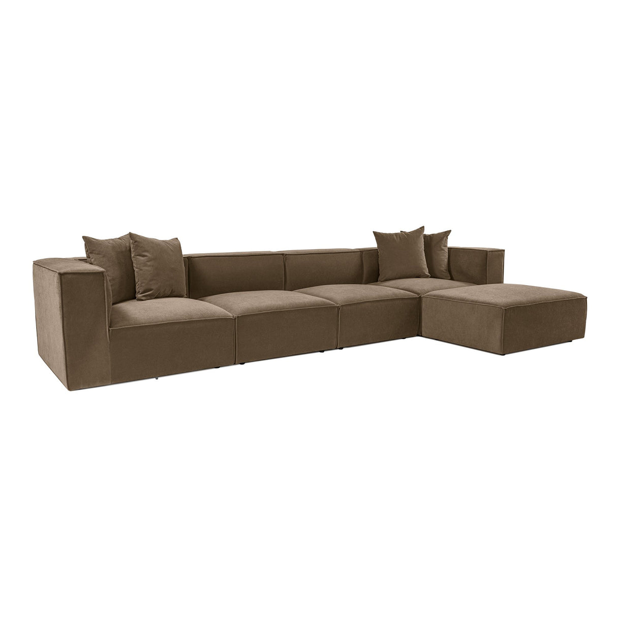 Banken - Modulaire XXL hoekbank taupe linnen 430 cm breed Sora - Dimehouse