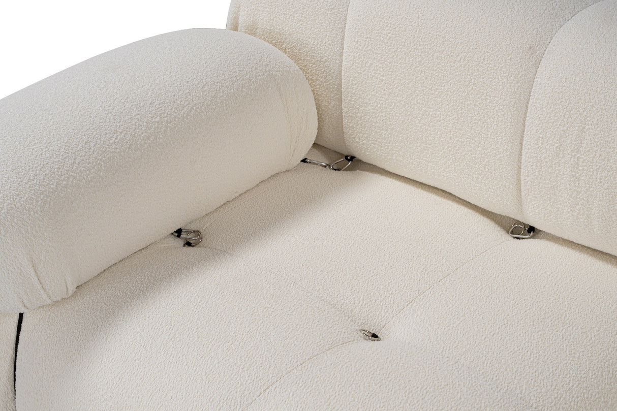 Banken - Modulaire XXL hoekbank Bubble met hocker - bouclé wit - Dimehouse