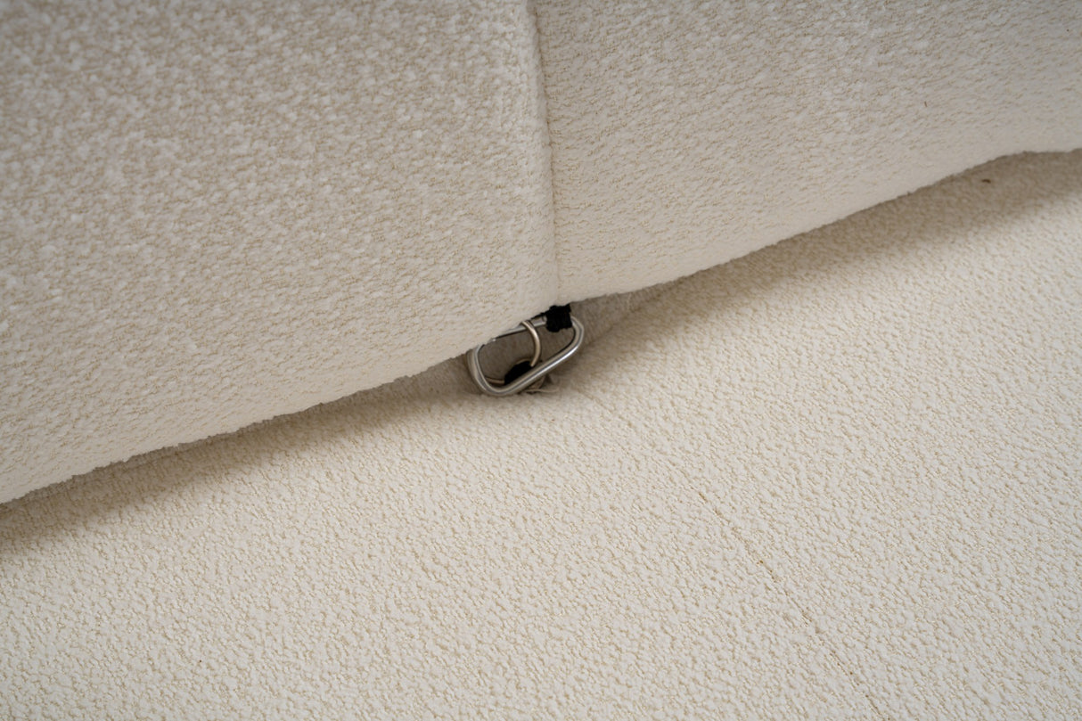 Banken - Modulaire XXL hoekbank Bubble met hocker - bouclé wit - Dimehouse