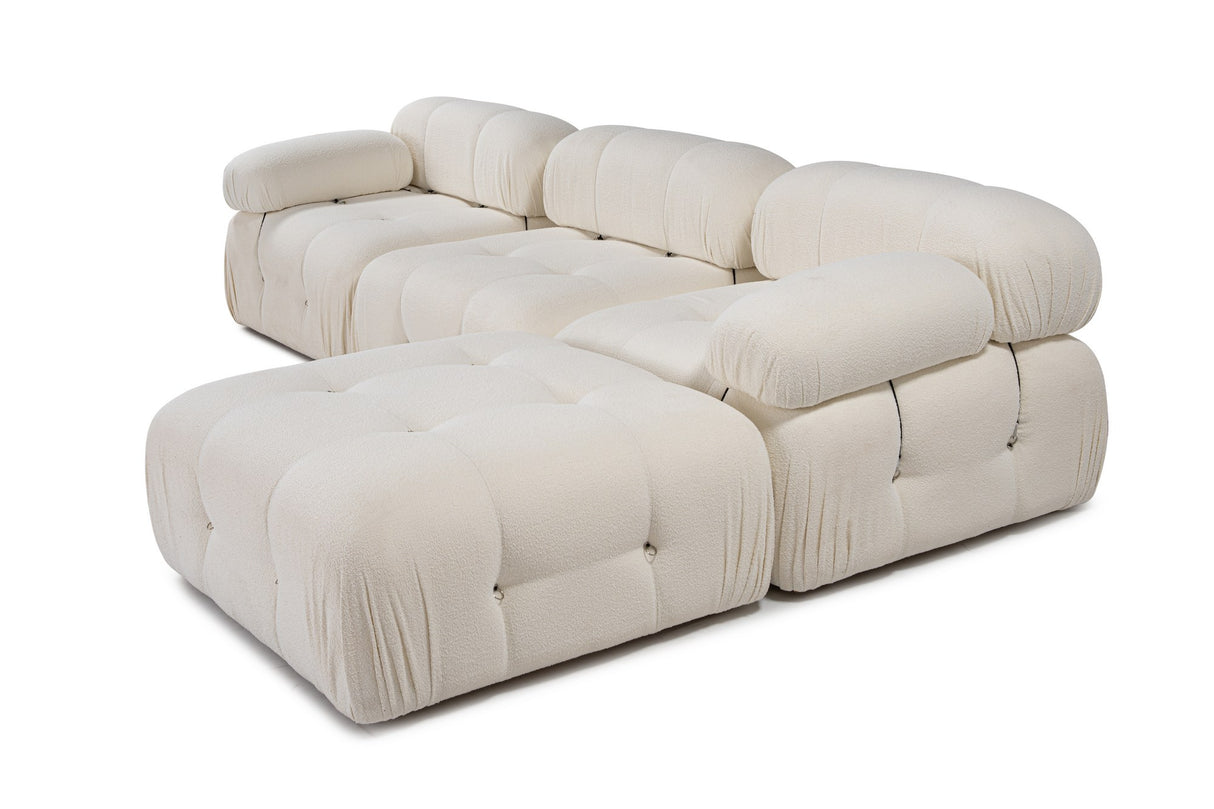 Banken - Modulaire XXL hoekbank Bubble met hocker - bouclé wit - Dimehouse