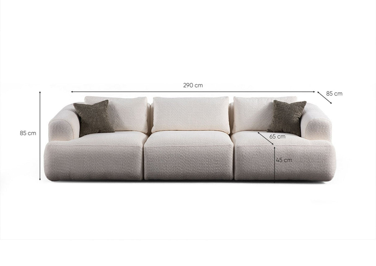 Sofia 3-Sitzer-Sofa weiß 290 cm 100 % Polyester