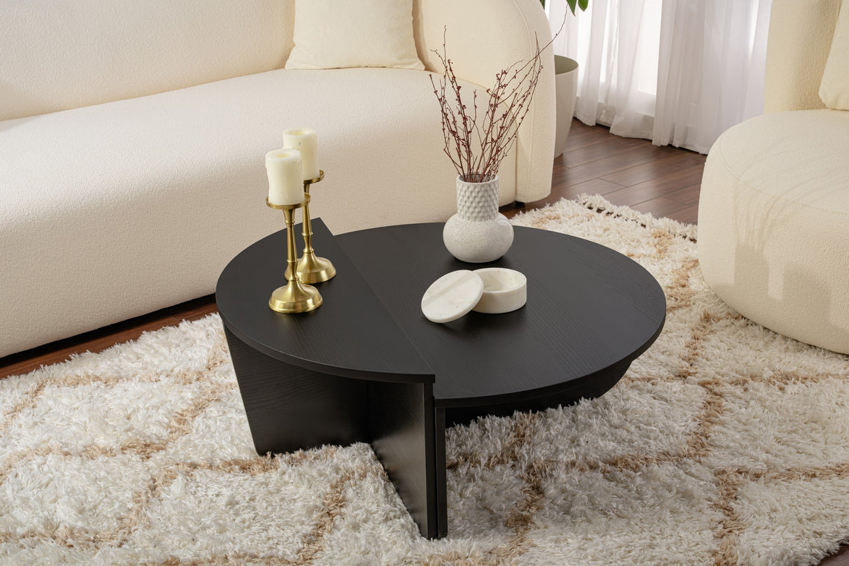 Salontafels - Ronde Salontafel Zwart Getrapt Melamine 85 cm Orin - Dimehouse