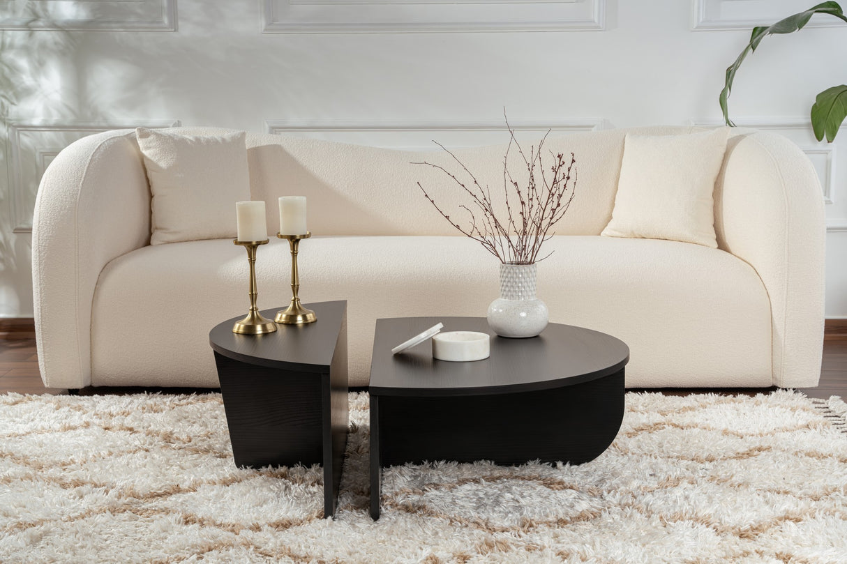 Salontafels - Ronde Salontafel Zwart Getrapt Melamine 85 cm Orin - Dimehouse