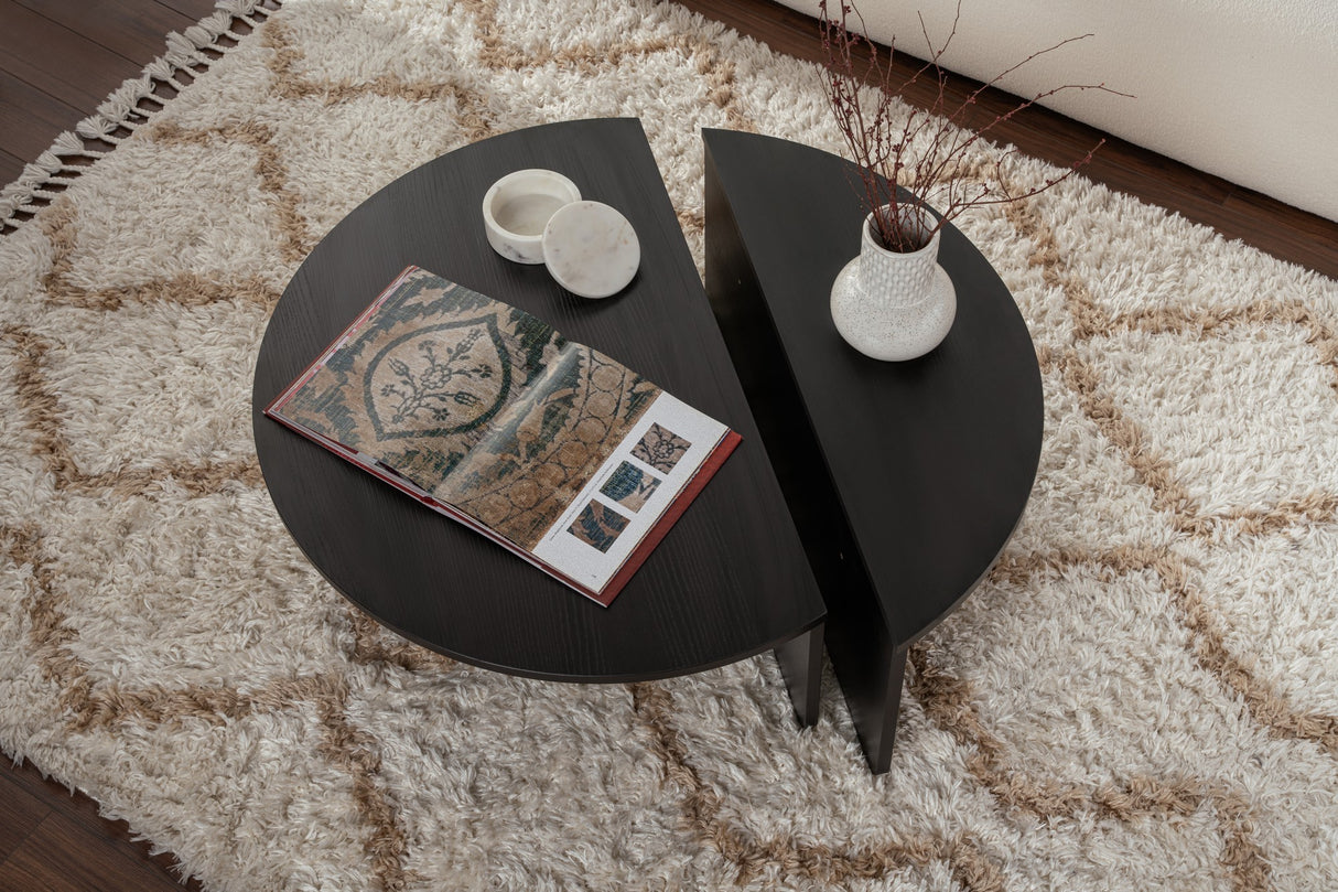 Salontafels - Ronde Salontafel Zwart Getrapt Melamine 85 cm Orin - Dimehouse