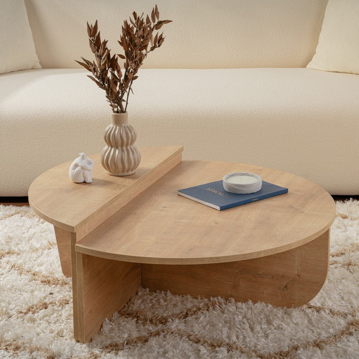 Salontafels - Ronde Salontafel Naturel 85 cm Melamine Orin - Dimehouse