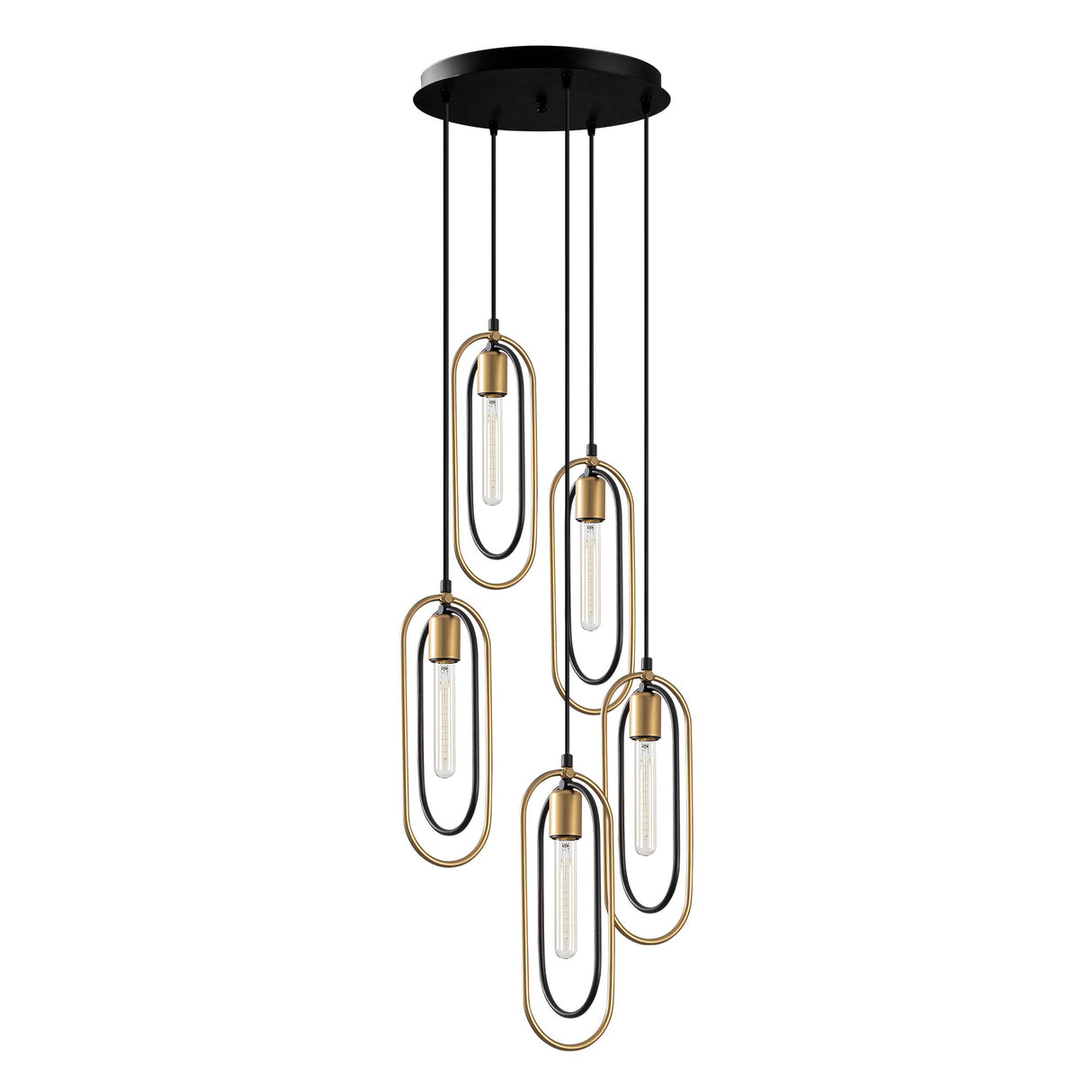 Hanglampen - Hanglamp 5 - lichts Zwart Goud Metaal Dune - Dimehouse