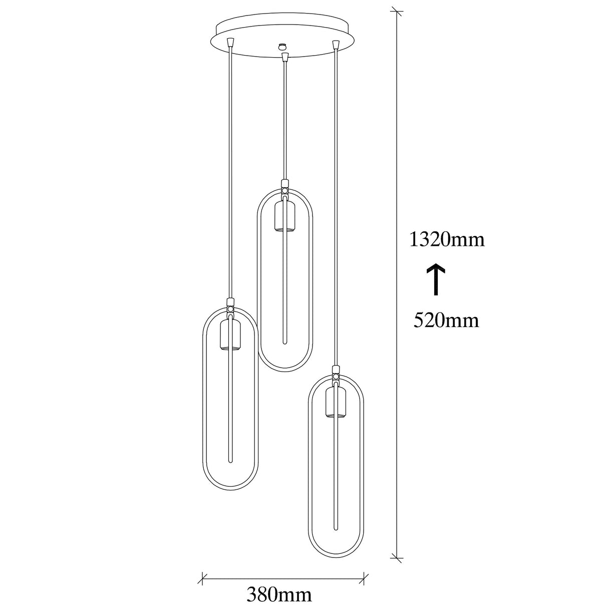 Hanglampen - Hanglamp 3 - lichts Zwart Goud Metaal Dune - Dimehouse