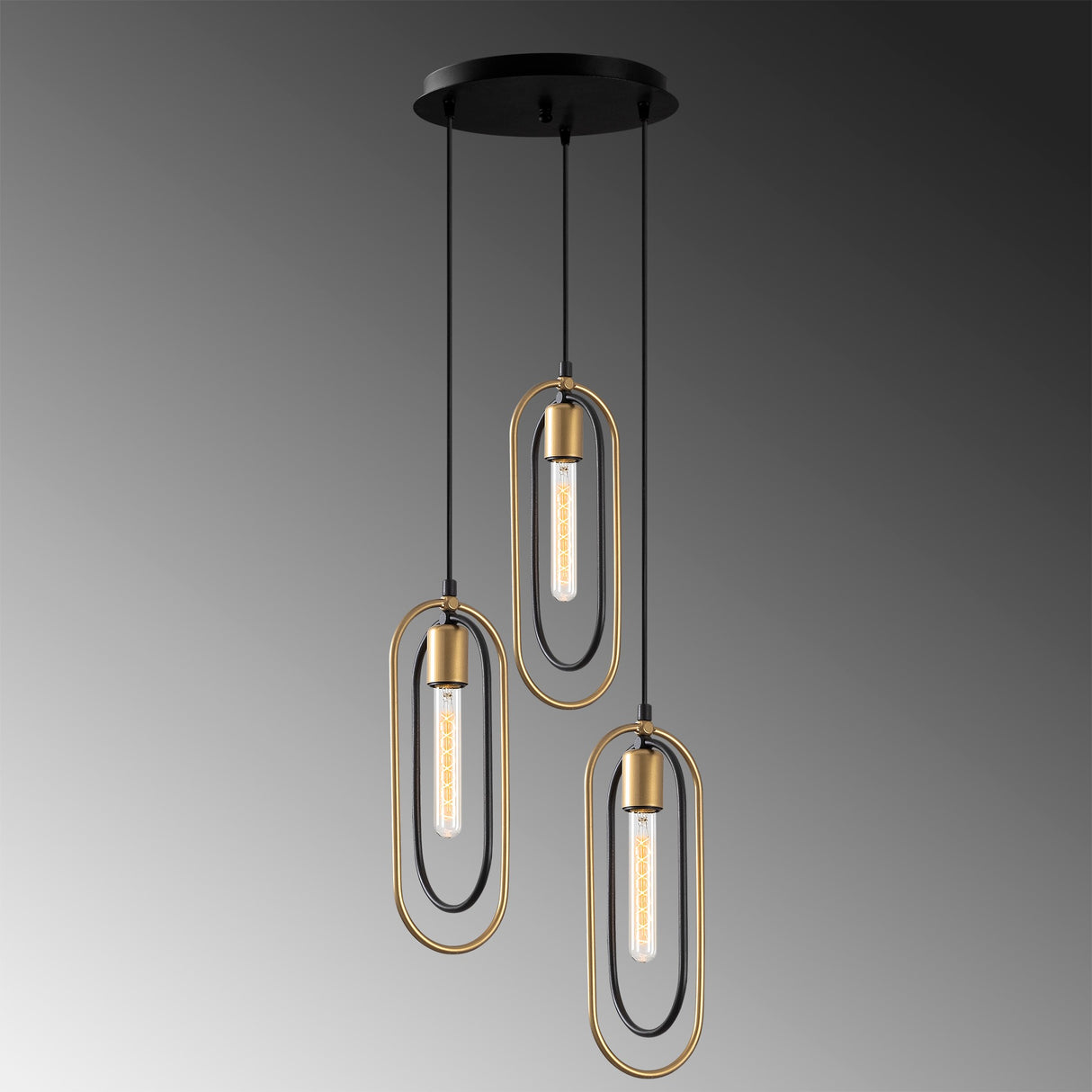 Hanglampen - Hanglamp 3 - lichts Zwart Goud Metaal Dune - Dimehouse