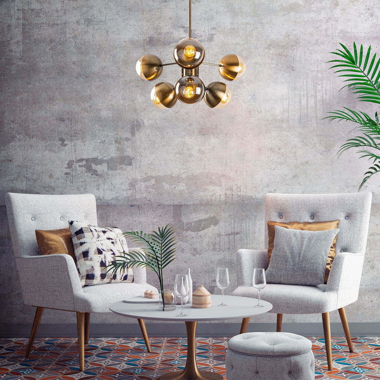 Hanglampen - Hanglamp 10 - lichts Bronskleurig Glas Carina - Dimehouse