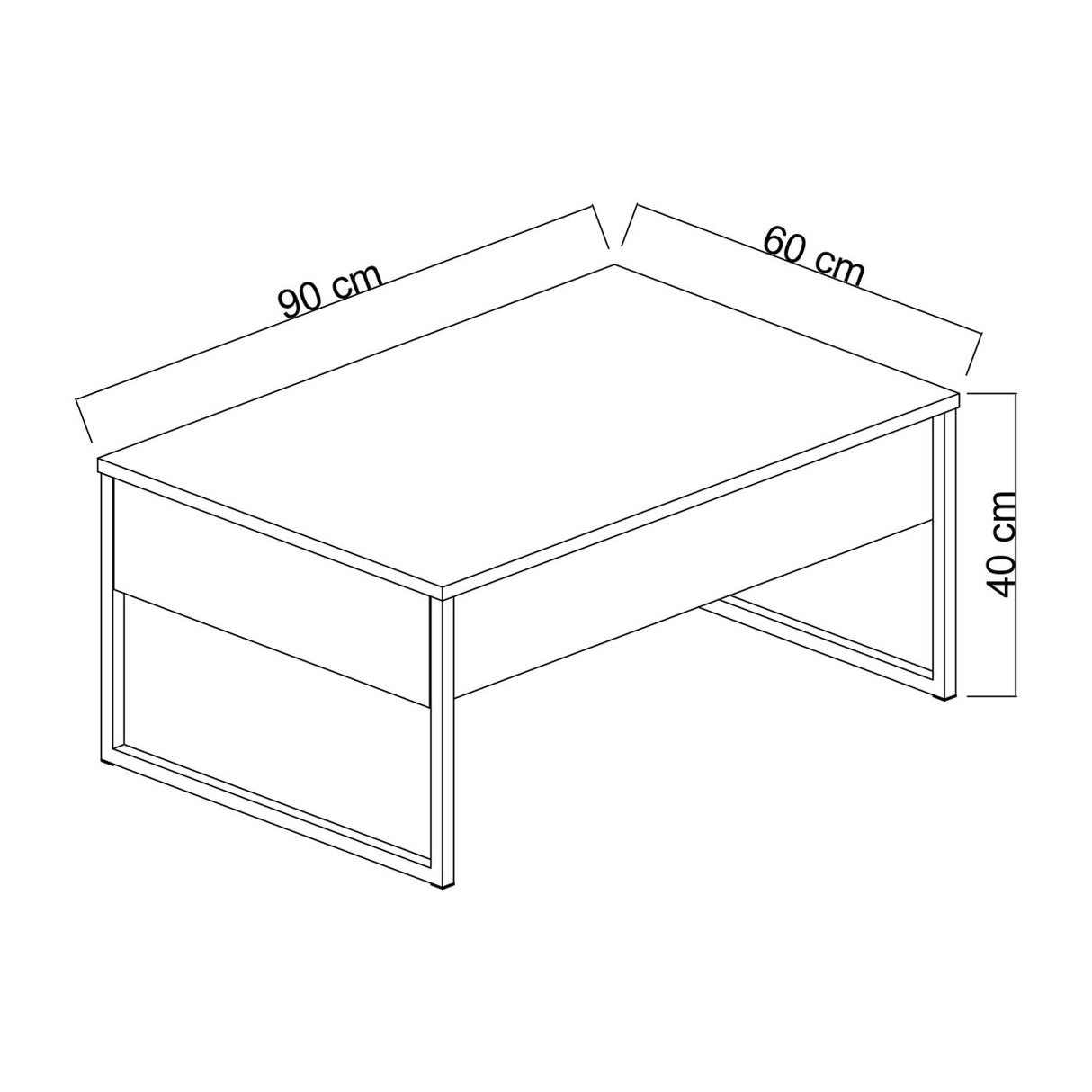 Salontafels - Rechthoekige Salontafel Antraciet Luxe 90x60 - Zwart Frame - Dimehouse
